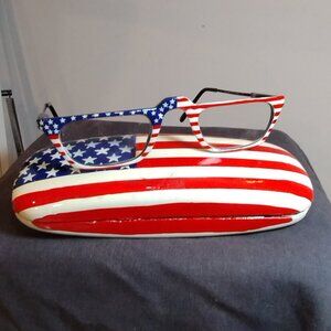 Hand Painted American Flag Reading Glasses +1.00 Readers RGC600-67R With Case